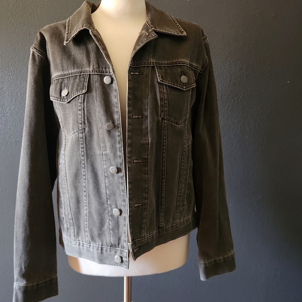 Classic Denim Black Trucker Jacket Vintage 90s Washed Denim Cotton